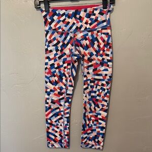 lululemon athletica Mosaic Cropped Leggings - Red, Blue, White 4